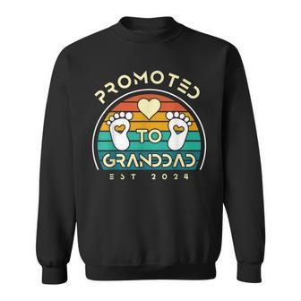 Promoted To Grandpa Est 2024 Retro Fathers Day New Grandpa Sweatshirt - Thegiftio UK