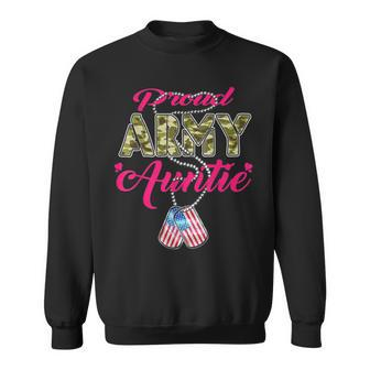 Proud Army Auntie Camo Us Flag Dog Tags Pride Military Aunt Sweatshirt - Monsterry UK