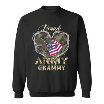 Proud Army Grammy With Heart American Flag For Veteran Sweatshirt - Monsterry DE