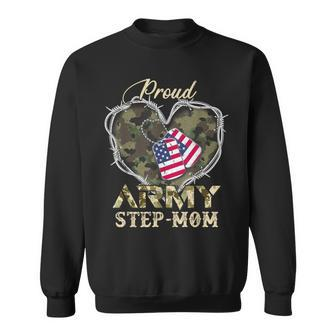 Proud Army Stepmom With Heart American Flag For Veteran Sweatshirt - Monsterry UK