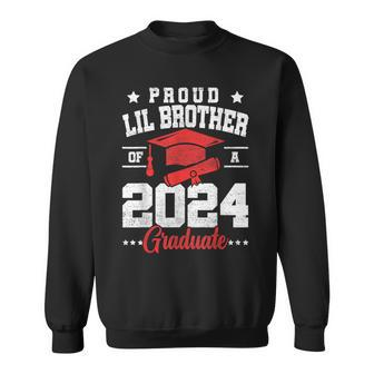Proud Lil Brother Of A Class Of 2024 Graduate Senior Sweatshirt - Seseable