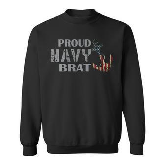 Proud Navy Brat American Flag Anchor Sweatshirt - Monsterry