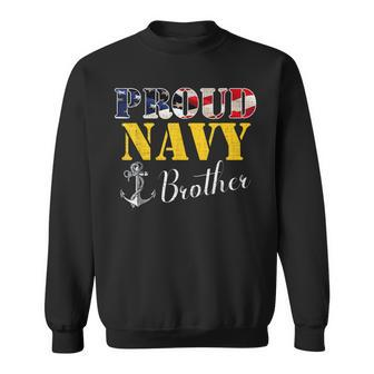 Proud Navy Brother With American Flag For Veteran Day Sweatshirt - Monsterry DE