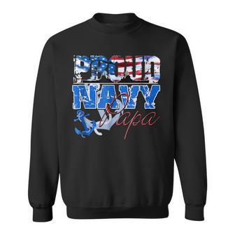 Proud Navy Papa Patriotic Sailor Usa Flag Men Sweatshirt - Monsterry UK