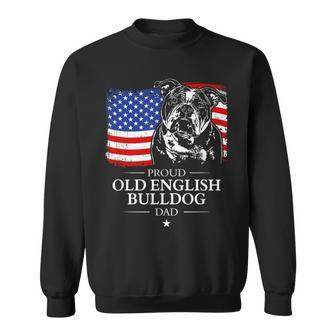 Proud Old English Bulldog Dad American Flag Patriotic Dog Sweatshirt - Monsterry CA