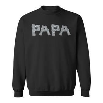 Proud Papa Fathers Day 2024 Dad Tape Style Sweatshirt - Seseable
