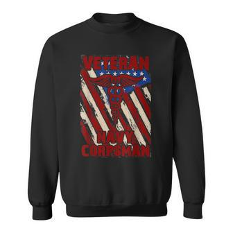 Proud Us Navy Corpsman Veteran Flag Vintage Sweatshirt - Monsterry DE
