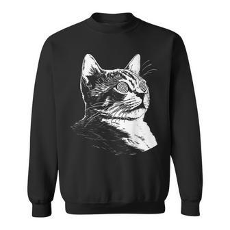 Psychedelic Cat Festival Edm Trippy Illusion Kitty Rave Cats Sweatshirt - Monsterry DE