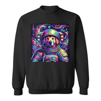 Psychedelic Dog Astronaut Trippy Space Rave Festival Graphic Sweatshirt - Thegiftio UK