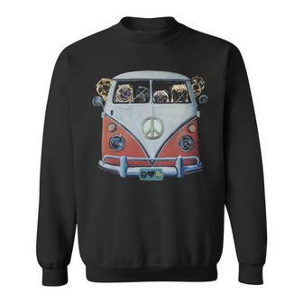 Pug Hippie Van Pug Pug Sweatshirt | Mazezy