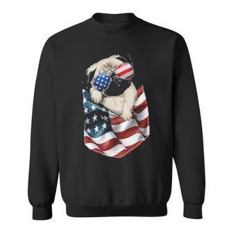 Pug In Pocket Dog 4Th July Usa Flag Sweatshirt | Mazezy