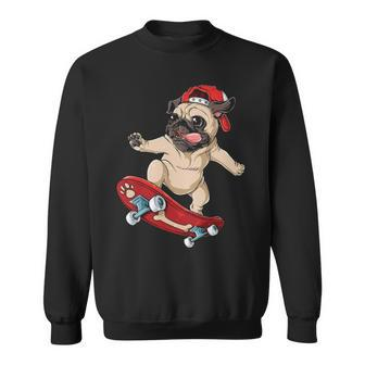 Pug Skateboard Dog Puppy Skater Skateboarding Sweatshirt | Mazezy DE