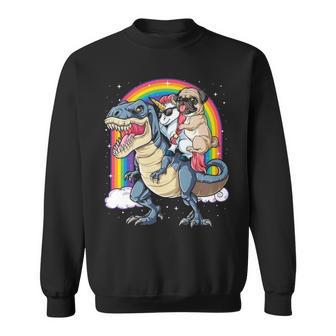 Pug Unicorn Dinosaur T Rex Kids Girls Women Rainbow Sweatshirt | Mazezy
