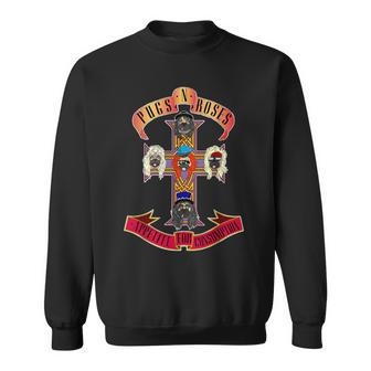 Pugs & Roses Classic Rock And Roll Lover Pug Owner Sweatshirt - Monsterry UK