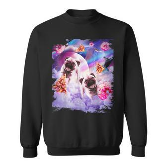 Pugs In The Clouds With Donut And Pizza Sweatshirt - Monsterry