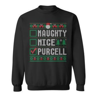 Purcell Family Name Naughty Nice Purcell Christmas List Sweatshirt - Seseable
