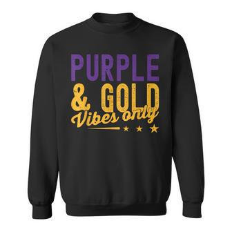 Purple And Gold Vibes Only Game Day For High School Football Sweatshirt | Mazezy