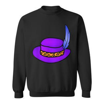 Purple Hat With Blue Feather & Cheetah Pattern Band Sweatshirt - Monsterry CA