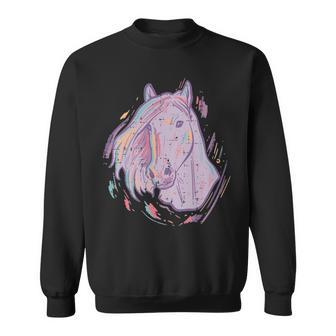 Purple Horse Painting Animal Art Equestrian Sweatshirt | Mazezy