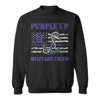 Purple Up Month Of Military Child Kids Navy Us Flag Vintage Sweatshirt - Monsterry DE