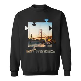 Puzzle Skyline San Francisco California Golden Gate Bridge Sweatshirt - Monsterry CA