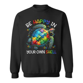 Puzzle Turtle Be Happy In Your Own Shell Autism Awareness Sweatshirt | Mazezy
