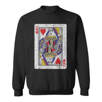 Queen Of Hearts Card Poker Bridge Player Costume Sweatshirt - Monsterry