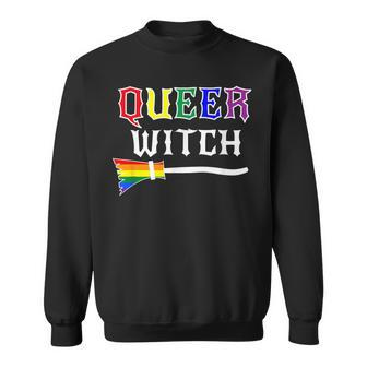 Queer Witch Pride Lesbian Gay Rainbow Sweatshirt - Monsterry