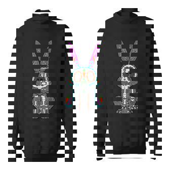 Rabbit Day Of Dead Mexican Bunny Lover Rabbit Sugar Skull Sweatshirt - Monsterry