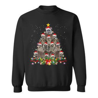 Raccoon Christmas Tree Lights Pajama Racoon Lover Xmas Sweatshirt - Monsterry