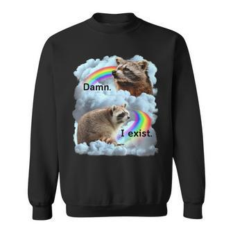 Raccoon I Exist Depression Meme Dark Mental Health Sweatshirt - Monsterry