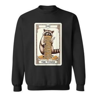 Raccoon Tarot Card The Tower Pancake Raccoon Sweatshirt - Monsterry UK