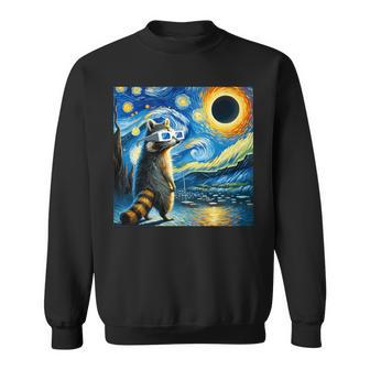 Raccoon Total Solar Eclipse 2024 Van Gogh Raccoon Glasses Sweatshirt - Monsterry DE