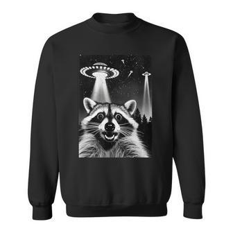 Raccoon Ufo Invasion Meme Alien Raccoon Ufo Selfie Sweatshirt - Monsterry CA