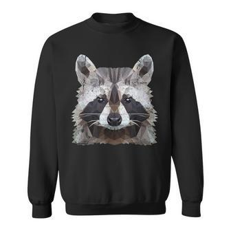 Raccoon Vintage Polygon Raccoon Sweatshirt - Seseable