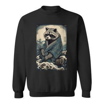Raccoon And Waves Japanese Sweatshirt - Seseable