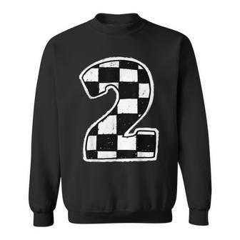 Race Car 2Nd Birthday Boy 2 Two Racing Car Flag Theme Party Sweatshirt - Monsterry CA