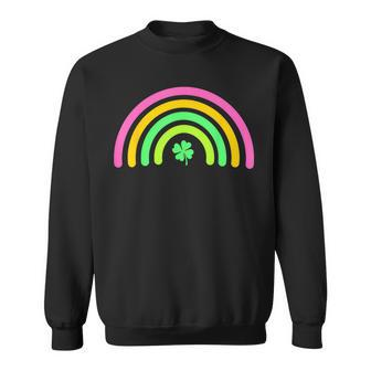 Rainbow Green Four Leaf Clover Proud Irish St Patrick's Day Sweatshirt - Seseable