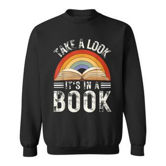 Rainbow Reading Take A Look Its In A Book Retro Vintage Men Sweatshirt - Thegiftio UK