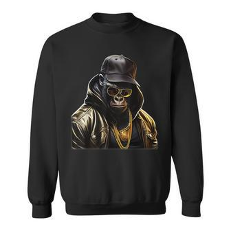Rapper Gorilla I Retro Hip Hop I Gorilla Hip Hop Gangster Sweatshirt - Seseable