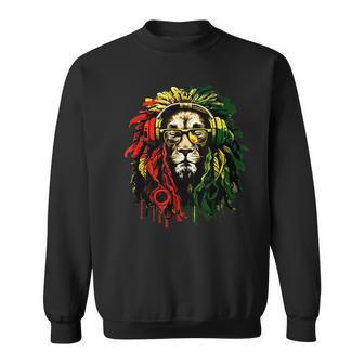 Rasta Reggae Music Headphones Hippie Reggae Lion Of Judah Sweatshirt - Thegiftio UK