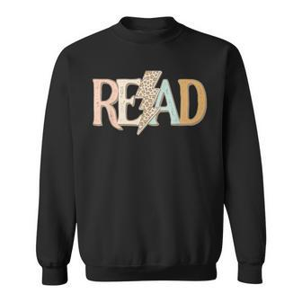 Read Leopard Lightning Bolt Book Lover Librarian Reader Sweatshirt - Monsterry AU