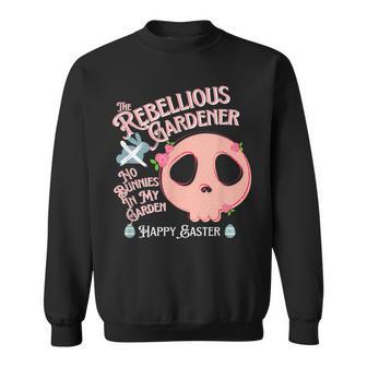 Rebellious Gardener Easter Egg Cute Skull Pink Bunny Sweatshirt - Monsterry