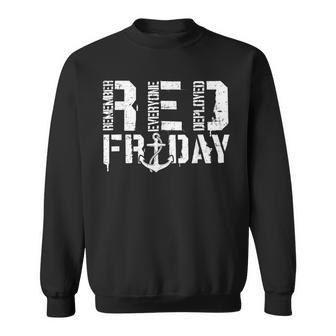 Red Friday Anchor Military Supportive Army Stamp Remember Sweatshirt - Monsterry