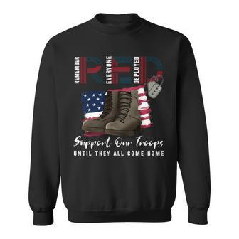 Red Friday Military We Wear Red Support Our Troops Us Flag Sweatshirt - Monsterry UK