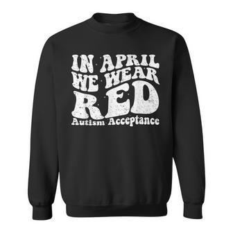 Red Instead Autism Awareness Acceptance Education Teacher Sweatshirt | Mazezy CA