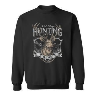 Red Stag Hunting Club Deer Outdoors Vintage Graphic Sweatshirt - Monsterry