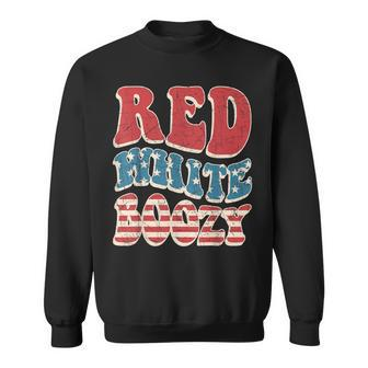 Red White & Boozy Retro Usa America Flag Happy 4Th Of July Sweatshirt - Monsterry CA