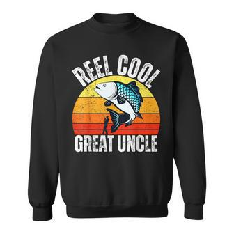 Reel Cool Great Uncle Fishing Retro Fisherman Fathers Day Sweatshirt - Thegiftio UK