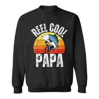 Reel Cool Papa Fishing Retro Fisherman Dad Fathers Day Sweatshirt - Thegiftio UK